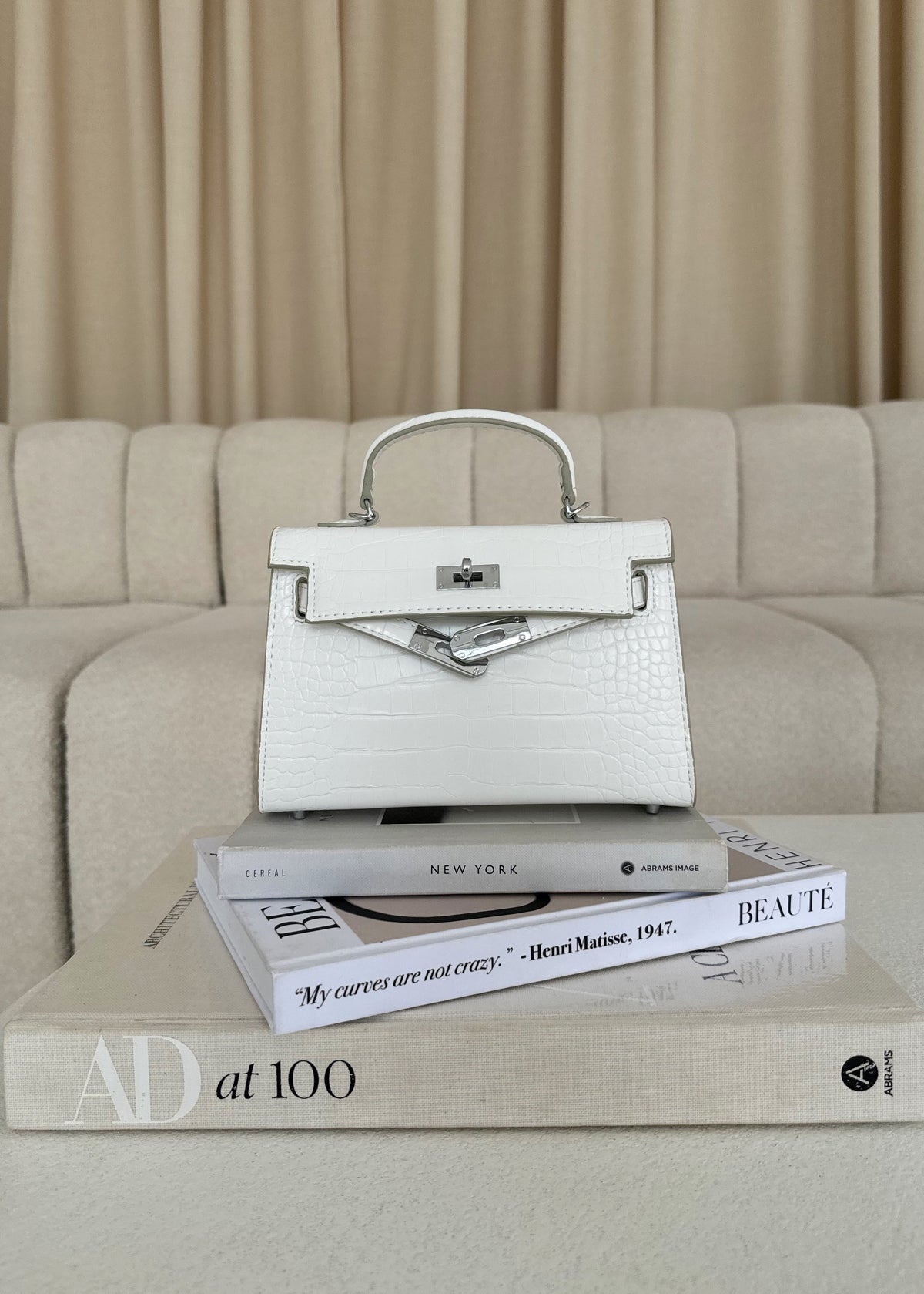 Bolso de Mano Kels Mini - Cocodrilo Blanco