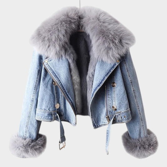 Alessia™ | Chaqueta Vaquera Mujer con Cuello de Pelo