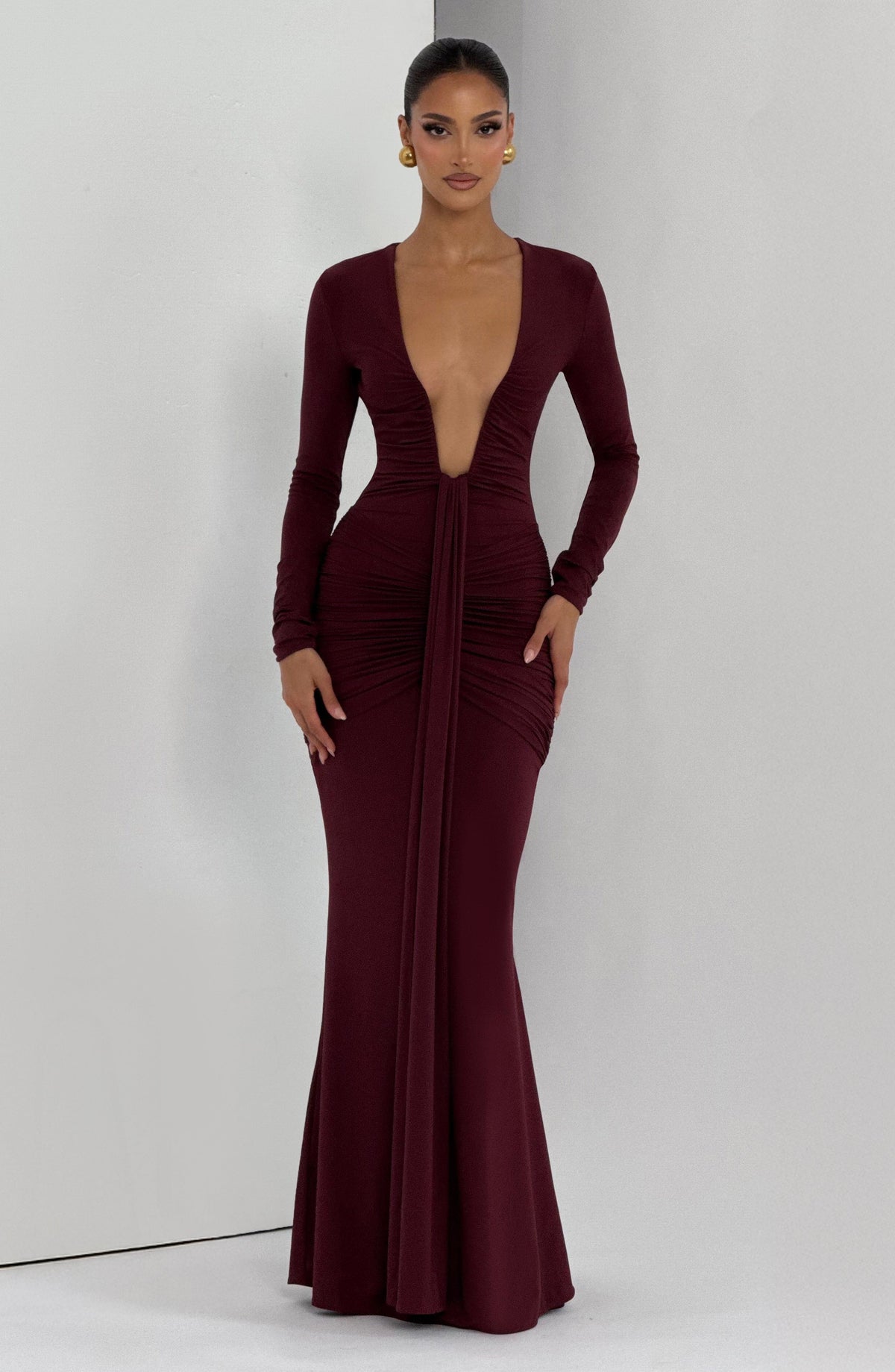 Vestido largo Tara - Lacado cereza