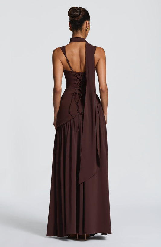 Vestido largo Tullulah - Marrón ciruela