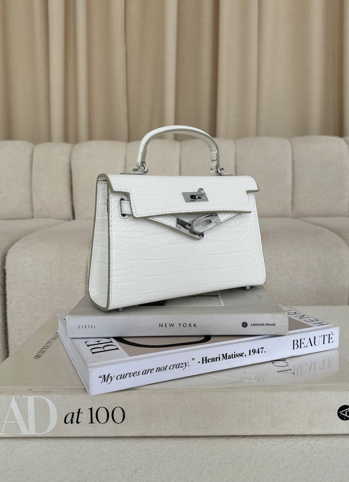 Bolso de Mano Kels Mini - Cocodrilo Blanco