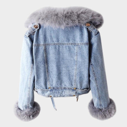 Alessia™ | Chaqueta Vaquera Mujer con Cuello de Pelo