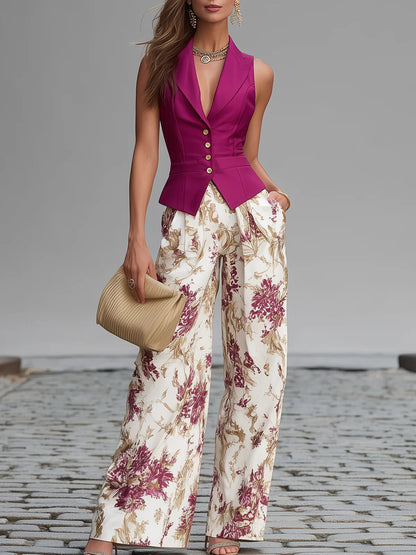 Petra | Conjunto Chaleco y Pantalón Floral