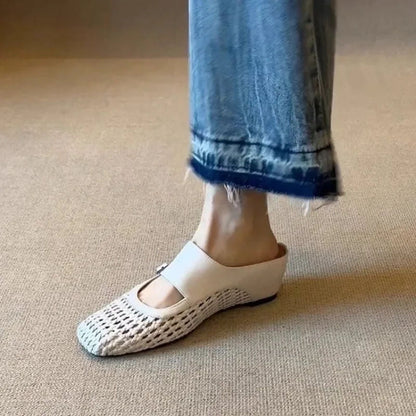 BELLAMONT™ | Sandalias de Cuña Tejidas con Punta Cuadrada