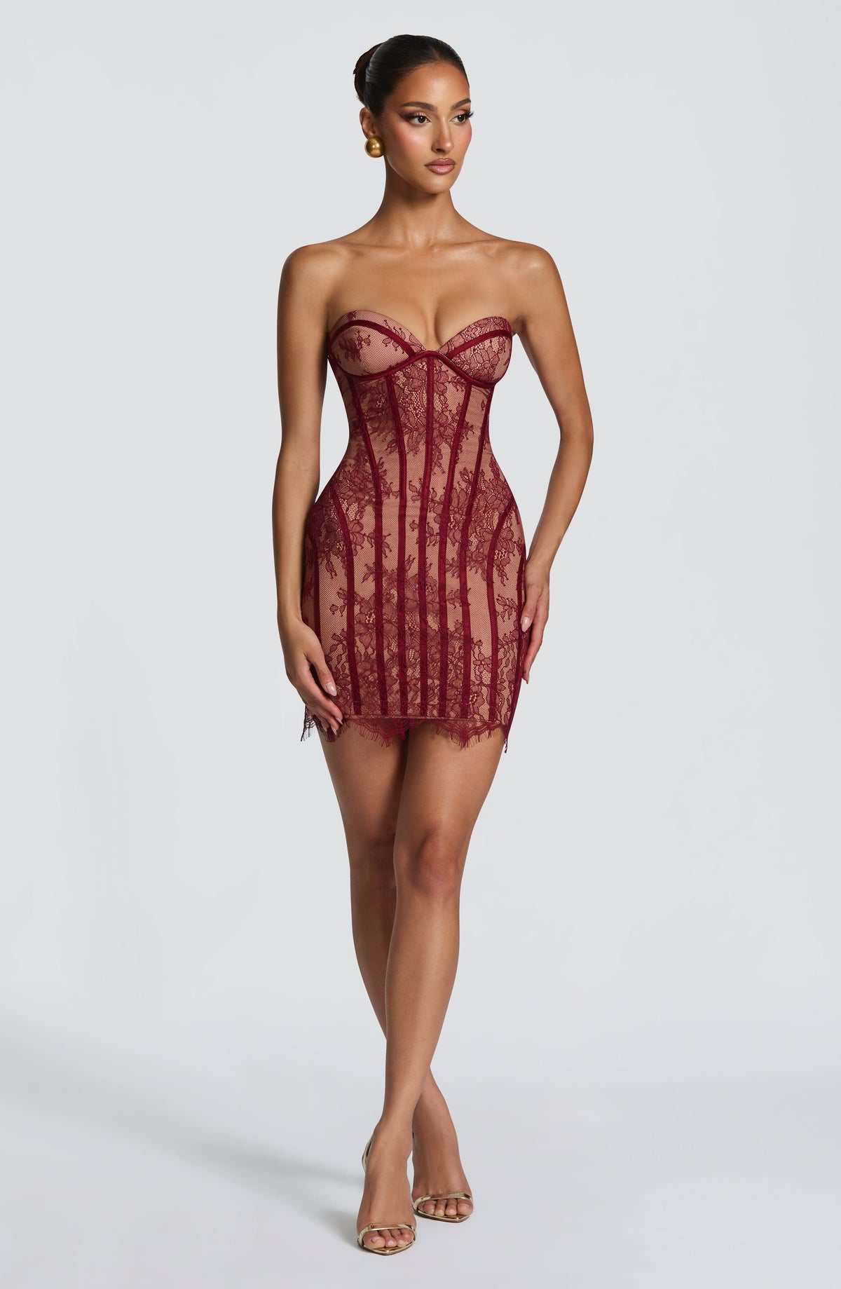 Vestido corto Sian - Borgoña
