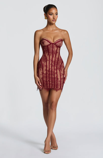 Vestido corto Sian - Borgoña