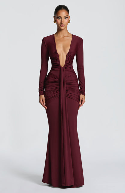 Vestido largo Tara - Lacado cereza