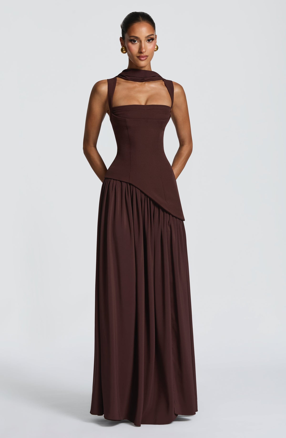 Vestido largo Tullulah - Marrón ciruela
