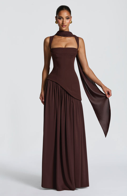 Vestido largo Tullulah - Marrón ciruela