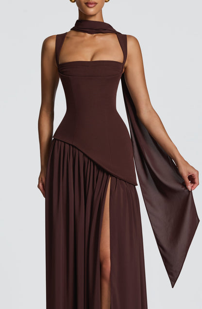 Vestido largo Tullulah - Marrón ciruela
